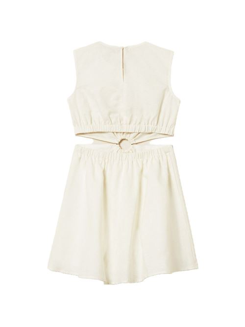Abito bambina Twinset off white in lino e cotone con cut out TWINSET Kids | 261GJ203200526
